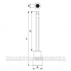 Бита-головка 1/2" TORX T45х200мм длинная JTC