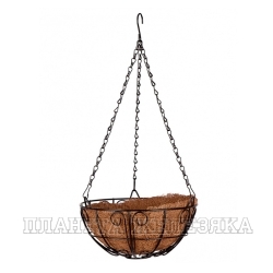 Кашпо подвесное с декором, с кокосовой корзиной, диаметр 25 см// Palisad