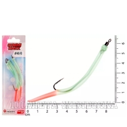 Крючок оснащенный кембриком HIGASHI Gummi Makk #4/0 (set-3pcs) #02 Red Head