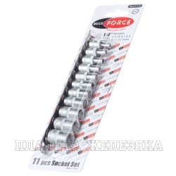 Набор торцевых головок RF-2111-5: 1/4"DR 6-гранных 11пр. (на планке) ROCKFORCE /1/20/80