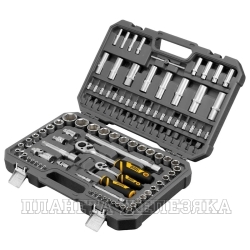 Набор инструментов, 1/2", 1/4", CrV, S2, пластиковый кейс, 109 предметов// Denzel