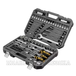 Набор инструментов, 1/2", 1/4", CrV, S2, пластиковый кейс, 82 предмета// Denzel