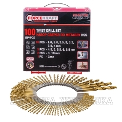 Набор сверл FK-924U100 по металлу HSS,100пр в кейсе FORCEKRAFT /1/10