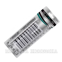 Набор удлиненных торцевых головок 1/4", 6-ти гр., CrV, 10шт., 4-13мм// Stels