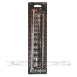 Набор торцевых головок RF-3111-5: 3/8"DR 6-гранных  на планке 11пр. ROCKFORCE /1/10