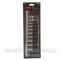 Набор торцевых головок RF-3102-9: 3/8"DR 12-гранных глубоких на планке 10пр. ROCKFORCE /1/10