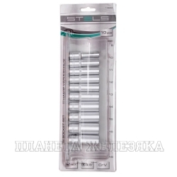 Набор удлиненных торцевых головок 3/8", 6-ти гр., CrV, 10шт., 8-19мм// Stels