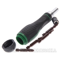 Отвертка RF-32805MR реверсивная 5в1 с набором бит (PH1; PH2; SL5; SL6) ROCKFORCE /1/120