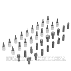 Набор инструментов, 1/2", 1/4", CrV, S2, пластиковый кейс, 109 предметов// Denzel
