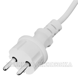 Шнур сетевой Energy Series, ПВС, 3 м, 2х1,5 мм, с неразборной вилкой, белый// Denzel