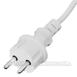 Шнур сетевой Energy Series, ПВС, 1,5 м, 2х1,5 мм, с неразборной вилкой, белый// Denzel