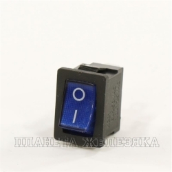 Выключатель клавишный 250V 6А ON-OFF синий с подсветкой mini REXANT