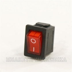 Выключатель клавишный 12V 15А ON-OFF красный с подсветкой mini REXANT