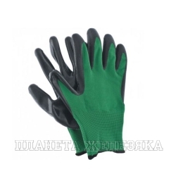 Перчатки маслобензостойкие полиэфирные с нитриловым покрытием ладоней зеленые 15 класс р.L PALISAD