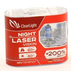 Автолампа 12V H11 55W PGJ19-2 CLEARLIGHT X-treme Vision Light +200% к-т