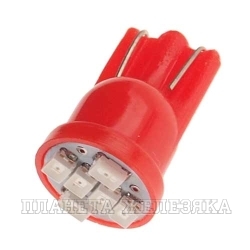 Автолампа 12V W2.1x9.5d 5W бесцокольная 6 LED Red MEGAPOWER