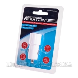 Устройство зарядное для мобильных устройств ROBITON TwinUSB1000/Auto 2100мА с 2 USB входом 12-24V