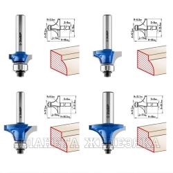 Набор фрез по дереву 4пр. кромочных калевочных, хвостовик 8мм ЗУБР