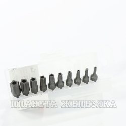 Набор бит 10 пр.TORX PLUS TS8H-TS50H 1/4" с отверстием в боксе, блистер JTC