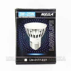 Лампа 220V MEGA LIGHTING GU10 3W светодиодная NEUTRAL WHITE