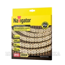 Лента светодиодная 12Vx150W NAVIGATOR Warm White,2835,240LED/м 5метров IP65