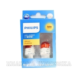 Автолампа 12V W3x16d 21W LED AMBER Ultinon Pro6000 PHILIPS 2шт