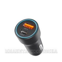 Устройство зарядное для мобильных устройств Deppa USB-C + USB A PD 3.0 QC 3.0 20W черный