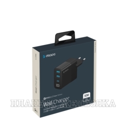 Устройство зарядное для мобильных устройств Deppa USB A + USB-C PD QC 3.0 30W черный