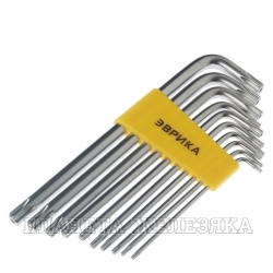 Набор ключей TORX 10 пр.Т9-Т50 Г-обр.удлиненных, блистер ЭВРИКА