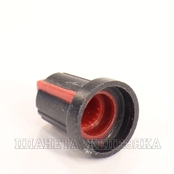 Ручка приборная 15.5х17.0мм круглая пластик черная с красной вставкой