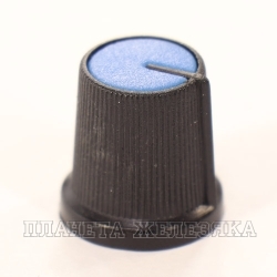 Ручка приборная 15.0х15.0мм круглая с индикаторной линией пластик серая с голубой вставкой