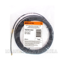 Протяжка кабеля 10м d=4.0мм с наконечниками черная TDM