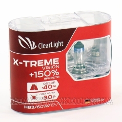 Автолампа 12V HB3 60W P22d CLEARLIGHT X-treme Vision Light +150% к-т