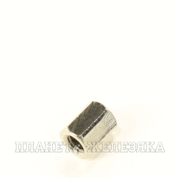 Стойка шестигранная М3х06.0 отверстие-отверстие латунь-никель