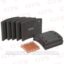 Накладка тормозной колодки SAF стандарт (420х178мм, 8 отверстий) (комплект на ось) GTS Spare Parts