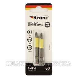 Бита крестовая PZ2 L=50мм 1/4" 2шт блистер KRANZ