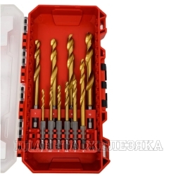 Набор сверл по металлу 10шт 3.0-10.0мм хвостовик 1/4" HSS-TiN кейс RedHEX MILWAUKEE