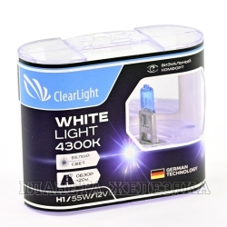 Автолампа 12V H1 55W P14.5s CLEARLIGHT WhiteLight 2шт