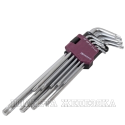 Набор ключей TORX 9 пр.Т10H-Т50H Г-обр.экстрадлинных, блистер THORVIK