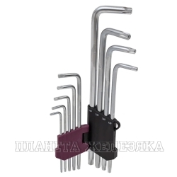 Набор ключей TORX 9 пр.Т10H-Т50H Г-обр.экстрадлинных, блистер THORVIK