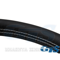 Руль ВАЗ-2101-2190 черное кожа ступица хром (нить белая, плоской формой) GTS
