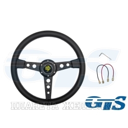 Руль ВАЗ-2101-2190 черное кожа ступица черная (нить белая, плоской формой) GTS