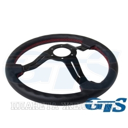 Руль ВАЗ-2101-2190 черное кожа ступица Y черная (нить красная) GTS