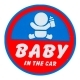 Наклейка Ребенок в машине синяя светоотражающая 13*13см