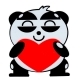 Наклейка панда с сердцем светоотражающая 13*12см