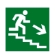 Наклейка Знак Направление к эвакуационному выходу по лестнице вниз прав. пленка 200х200мм