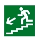 Наклейка Знак Направление к эвакуационному выходу по лестнице вниз лев. пленка 200х200мм