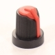 Ручка приборная 15.0х17.0мм круглая пластик черная с красной вставкой