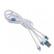 Кабель USB-microUSB-Lightning-Type-C 2A нейлон. оплетка белый RED LINE