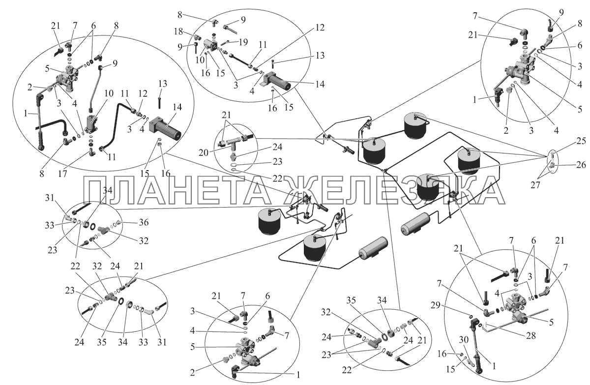 Установка трубопроводов пневмоподвески 103-2900018 МАЗ-103 (2011)